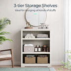 LINSY HOME 3-Tier Bookcase and Bookshelf, Small Wood Display Storage Shelves Farmhouse Bookshelf for Home Office, Living Room, Bed Room - White Oak