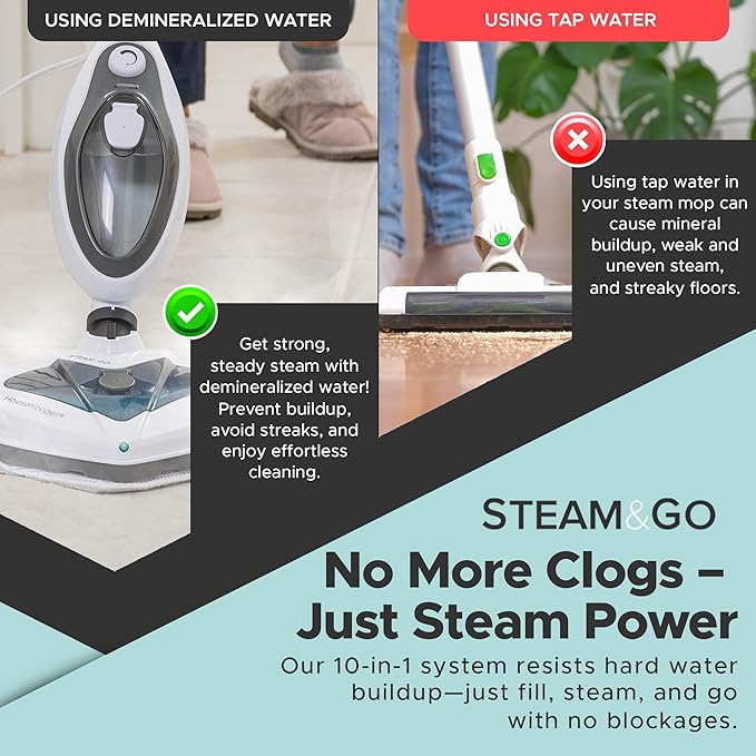 Steam and Go 10-in-1 Steam Mop - Multi-Functional Floor Steamer for Home Use w/Detergent Chamber, Detachable Handle & Handheld Steam Cleaner for Tile, Grout, Hardwood, Upholstery, Carpets & Furniture
