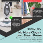 Steam and Go 10-in-1 Steam Mop - Multi-Functional Floor Steamer for Home Use w/Detergent Chamber, Detachable Handle & Handheld Steam Cleaner for Tile, Grout, Hardwood, Upholstery, Carpets & Furniture