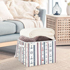 Large Storage Bins with Linen Collapsible Foldable Storage Cubes Fabric Closet Organizer Containers box with Flip-Top Lid for Home Bedroom Office 16.7 x 12.6 x 11.8in (Nautical Theme Anchors Ship)