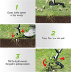 WORKPRO Stand Up Weed Puller Tool, Garden Dandelion Weeder Puller with Ergonomic 39" Long Handle, 4 Claws Steel Head & Foldable Foot Pedal, Heavy Duty Root Remover Tool Without Bending or Kneeling