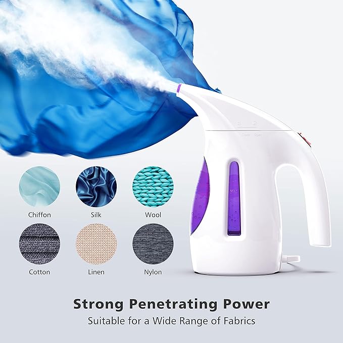 HiLIFE Steamer for Clothes, Portable Handheld Design, 240ml Big Capacity, 700W, Strong Penetrating Steam, Removes Wrinkle, for Home, Office and Travel(ONLY FOR 120V)