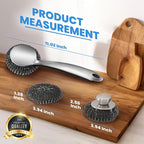 Steel Wool Scrubber Dish Brush Set with Handle, Deep Cleaning Scrubber Set, Silver