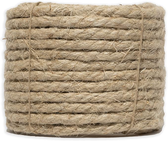 100% Organic Hemp Twine Rope (100ft x 1/4 in.), 6mm Thick Cord, Natural String, Heavy Duty Outdoor Twine, Jute Rope, Plant String, Twine for Crafts and Gardening