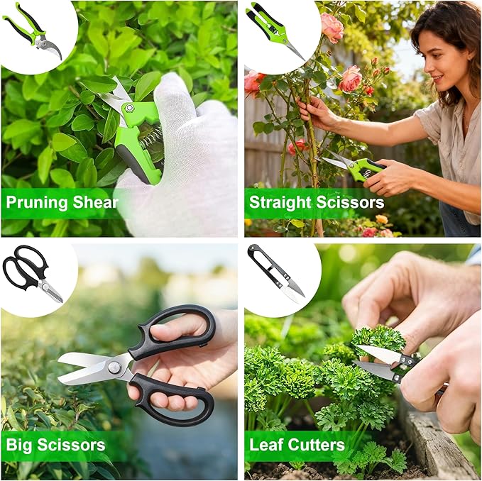 Gardening Tools 20-Piece Gardening Hand Tools, Garden Tools Set for Beginner, Includes Bonsai Wire Kit, Plant Mat & Mini Rake, Gifts for Women