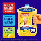 Mr. Clean Antibacterial All Purpose Cleaner, Floor Cleaner for Mopping Home, Bathroom, & Kitchen, Cleaning Liquid for Mop & Bucket, Cleaning Supplies, Multi-Surface Dilutable, Lemon, 99oz