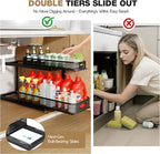 2-Pack 21.3 IN Depth Under Sink Organizer With Next-Gen Ball-Bearing Slides,Sophisticated Mesh 2-Tier Pull Out Shelf for Kitchen & Bathroom,Fits Small Items-Black