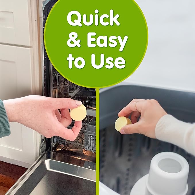 Plink Washer and Dishwasher Freshener and Cleaner, Prevents Residue, Removes Odors in Kitchen and Laundry Room Appliances, Septic-Friendly, Fresh Lemon Scent, 2 Packs of 4, 8 Tablets Total