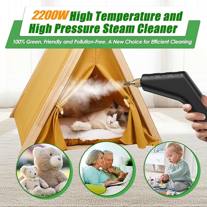 7-in-1 Handheld Steam Cleaner, 2200W High Pressure Steam Cleaner, 1.2L Portable Car Steam Cleaner for Home Kitchen, Bathroom, floor and Car Cleaning, 10s Fast Heating High Pressure Steam Cleaning