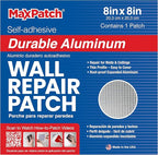 MaxPatch® 8 in. x 8 in. Aluminum Self-Adhesive Wall Repair Patch (3-Pack) – Expanded Perforated Rust-Resistant Aluminum with Strong Adhesive Backing for Interior Wall Repairs