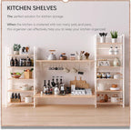 4NM No Assembly Folding Bookshelf, 6-Shelf 74" H Collapsible Foldable Bookcase Storage for Small Spaces, Natural White