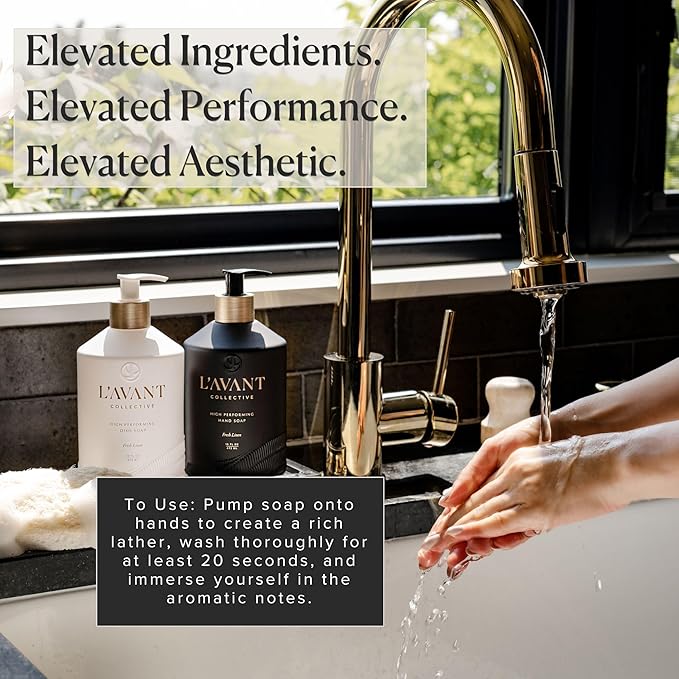 L'AVANT Collective High Performing Dish Soap | Plant-Based Ingredients & High Performing Formula | Fresh Linen Scent | Reusable Glass Bottle I 16 FL oz/473 mL