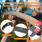 Manual Pole Saw for Tree Trimming, 27 FT Manual tree purner with 8 Fiberglass Handles, Sharp steel Blade and Heavy-Duty Giant Scissors, Extendable Design for Tree Maintenance, Orange