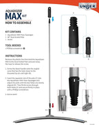 Unger Professional AquaDozer Max Kit, 36” Smooth Surface Curved Floor Squeegee and 48” Dual End Pole, Rubber Blade Scrubber and Broom for Concrete, Asphalt, and Tough Cleaning Jobs