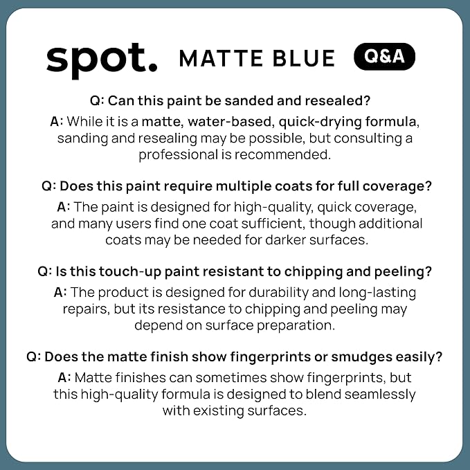 spot. Touch-Up Paint | Matte Finish for Cabinets, Walls, Doors & Furniture | Multi-Tone Blue Repair Kit | Quick-Dry, Self-Priming, Low-Odor, Eco-Friendly | No-Sanding or Primer Needed | 3 Pack