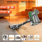 Cordless Stick Vacuum Cleaner - Lightweight Handheld Vacuum with Self Standing, Removable Battery with 45min Running Time, Anti-tangle Wireless Vacuum for Home Pet Hair/Hardwood Floor/Carpet GB