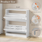 BORNOON Shoe Cabinet with 2 Flip Drawers, Slim Narrow Shoe Storage Cabinet, Freestanding Shoe Organizer with Adjustable & Removable Shelves, Top Display Shelf for Entryway, Hallway, Foyer, Closet