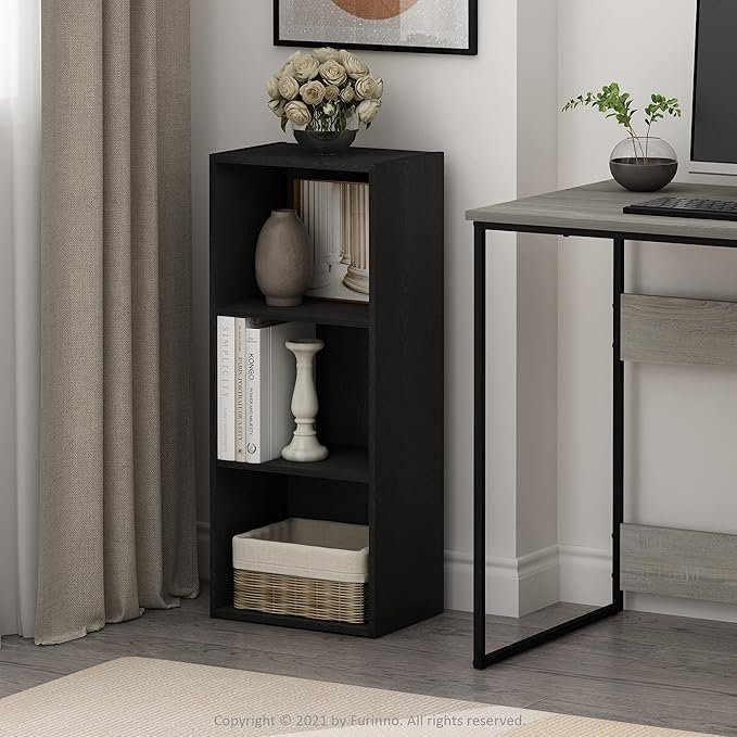 Furinno Luder Bookcase / Book / Storage , 3-Tier, Blackwood