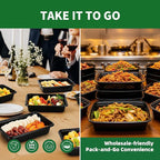 Meal Prep Containers, 50 Pack 38oz (100-Piece) Extra Thick Disposable Take Out Food Storage Containers with Lids, Large Plastic To Go Lunch Boxes, BPA Free, Microwave/Dishwasher/Freezer Safe