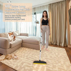 2 in 1 TPU and Copper Rake Teeth Carpet Rake for Pet Hair Removal,60inch Adjustable Long Handle Pet Hair Remover Tool,Reusable Cat Dog Hair Rake Broom,Lint Remover Scraper for Carpet,Bed(Black-Silver)