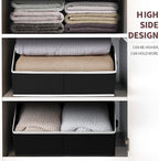 Large Closet Organizers and Storage Bins - 3 Pack Trapezoid Storage Baskets for Shelves, Foldable Fabric Baskets with Handles Ideal for Closet, Basket, Wardrobe and Shelf Storage, Black