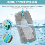 Shoe Washing Machine Bag, XXL Shoe Laundry Bag for Washer and Dryer, Sturdy Zipper with Hook Design, Sneaker Dry Bag Included, Reusable for Sneaker, Tennis, Gray 1 Pack