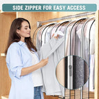 Liuoud Clear Garment Bag for Hanging Clothes 10” Gusseted, 40&60” Suit Bags for Open Closet Storage Plastic Clothes Cover for Coat, Dress, Shirts, Fur, Jacket, Wardrobe Protectors, 4 Pack