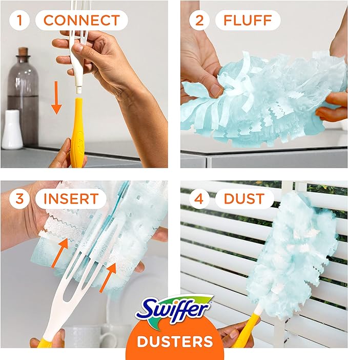 Swiffer Dusters Refill for Cleaning, Feather & Microfiber Duster Disposable Alternative, for Dusting Furniture, Blinds, Ceiling Fans, Walls, Helps Remove Allergens, Lavender, 18ct (Pack of 4)
