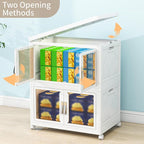 Large Clear Stackable Storage Bins with 2 Lids, 270QT-45QT*6Tier Foldable Cabinet for Closet Organizers, Plastic Storage Box with Wheels White