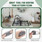 Yinkin 100 Pieces Stainless Steel Scrubber Bulk Steel Wool Scrubber Metal Sponge Wire Scouring Pad Heavy Duty Clean Dish Pot Pan and Oven for Kitchen, Bathrooms, and More