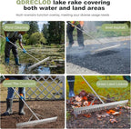 Landscape Rake, 36" Aluminum Heavy Duty Lake Weed Rake, Multifunctional Detachable Aquatic with 102'' Extension Handle & 20Ft Rope, for Weed Algae Removal Loosening Soil Lawn Garden Care