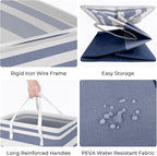 HomeHacks 2-Pack Large Laundry Basket, Waterproof, Freestanding Laundry Hamper, Collapsible Tall Clothes Hamper with Extended Handles for Clothes Toys in the Dorm and Family (Blue, 88L)