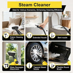 Handheld Steam Cleaner for Home, Powerful Pressurized Steam Cleaner Natural Steamer for Cleaning Car, Bathroom, Shower, Upholstery, Grout, Window, Grease