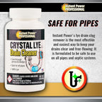 Instant Power Professional Crystal Lye Drain Cleaner, Drain Clog Remover Made of Pure Lye Crystals (12 Pack)