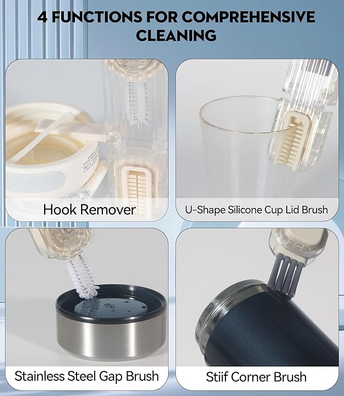 4 in 1 Cup Lid Gap Cleaning Brush, Multifunctional Insulation Bottle Cleaning Tools, Mutipurpose Tiny Silicone Cup Holder Cleaner, Home Kitchen Cleaning Tools