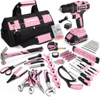 Power Drill Cordless, 273-Piece Power Drill Sets Household Tool Kit, 20V Electric Drill Sets Repairing Kit, Electric Screwdriver Driver Tool Kit with Charger and Storage Bag(Pink)