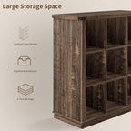 GarveeHome 9 Cube Storage Organizer Bookshelf, 4 Tier Farmhouse Horizontal Bookcase, 37.4 Inch Wood Storage Bookcase for Entryway, Long Low Bookshelves for Living Room-Black Oak