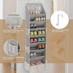 Over The Door Shoe Organizer - Shoe Rack with 8 Tiers, Sturdy Oxford Fabric Storage for Closet, Entryway, Dorm Room, Bedroom, Space Saving Holder for All Types Over The Door Organizer(Grey)