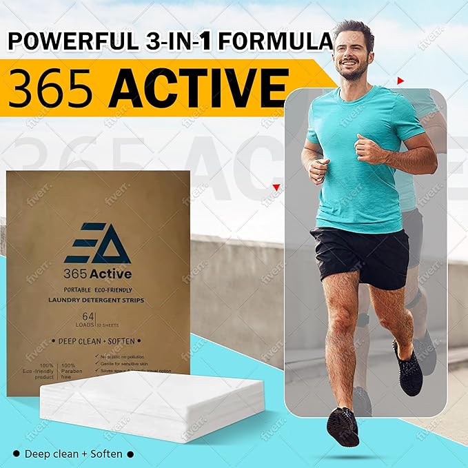 Eco-Friendly Portable Laundry Detergent Sheets - 3-in-1 Travel Laundry Strips for Gym, Camping, Backpacking - Plant-Based, Zero-Waste, Dissolves in Hot & Cold Water