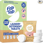 Fab Tab Laundry Detergent Tablets, Plant-Based Formula, Removes Tough Stains, Plastic-Free Alternative to Pods, All Washing Machines (30 Count, Unscented)