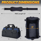 TICONN Heavy Duty Tool Bag with Multi-Pockets, Portable Tool Box Organizer Storage Bag, with Adjustable Shoulder Strap and Ergonomic Handle (Blue, 16" Standard Base)