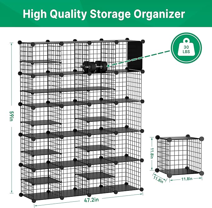 Wire Cube Storage Organizer, 20 Cubes Converted into 23 Cubes, Sturdy Metal Grids Storage Shelf Closet Shelving Units and Storage, Shelves for Bedroom LIvingroom Office