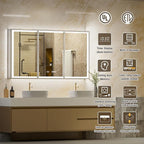 72x30 Lighted Medicine Cabinet with Mirror, Beveled Brushed Nickel Framed Surface or Recessed Fogless Dimmable LED Medicine Cabinet with Outlet, Time Display and Sensor Inner Light
