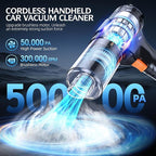 Handheld Cordless Vacuum Cleaner - 50000Pa High-Power Brushless Motor, Rechargeable Car Vacuum with 2 Batteries & Charger, 6-in-1 Portable Vacuum Cleaners for Home, Pet Hair, Keyboard, Black
