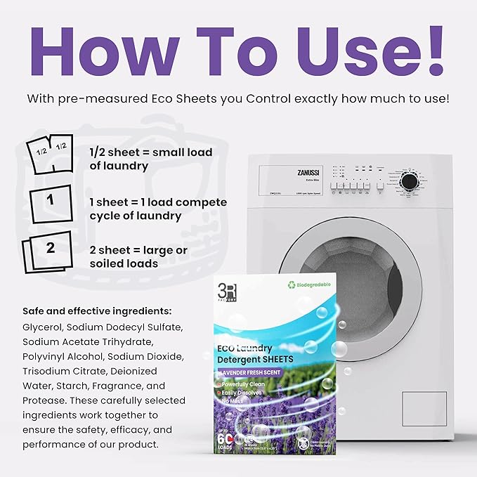 Dryer Sheets Lavender Scent Dryer Sheet, (HE) Laundry Detergent Sheets