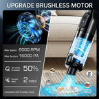 Handheld Vacuum Cordless, Car Vacuum with 16000Pa Powerful Suction, Lightweight at 1.3 lbs, Type-C Charge, Multiple Accessories, Rechargeable Vacuum Cleaners for Home Office Car Pet