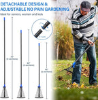 Rake for Leaves - Metal Leaf Rake for Lawn & Garden, Expandable Head 9"-17", 75" Adjustable Handle for Kids & Adults - Effortless Gardening, Portable Camping Rakes with Tool-Free Assembly