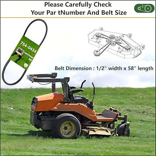 754-0434 954-0434 Lawn Mower Drive Belt for MTD Cub Cadet RT60 RT65 RTS50 RT65E RT65ES RT65H FT24 Garden Tillers, 2009 and Newer, Replaces 754 0434 954 0434