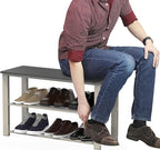 Simple Houseware Wood Top Shoe Storage Bench for Entryway, Grey