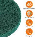 HARFINGTON 20pcs Scrubber Scouring Pads 180 Grits 4 Inch Drill Power Brush Hoop and Loop Surface Conditioning Disc Drill Scuffing Disc Scrub Pads for Home Kitchen Cleaning, Green
